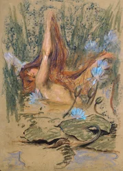 Nymphea, cca 1890 (pastel, tužka a akvarel na papíře)