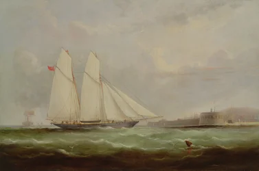 Škunerová jachta Esmeralda se blíží k Cherbourgu, 1861