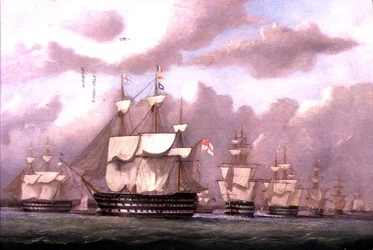 Viceadmirál Bílé přijíždějící na Spithead