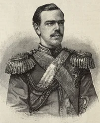 ALEXANDR III. ruský (1845-1894). Ruský car (1881-1894), syn a nástupce Alexandra II. Rytina.