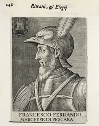AVALOS, Fernando Francisco (1490-1546). Španělský generál. Xylografie. ŠPANĚLSKO. MADRID (AUTONOMNÍ SPOLEČENSTVÍ). Madrid. Národní knihovna