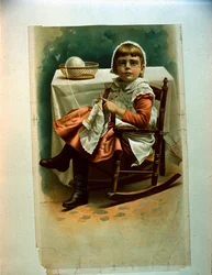 Dítě pletoucí (barevná litografie)