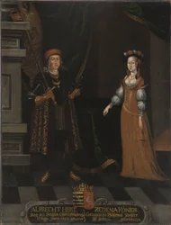 Albert III. saský, zvaný Neohrožený, a Sidonie de Boheme (Zdena z Poděbrad) (olej na plátně)