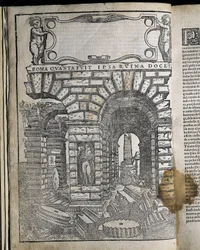 Architektura a perspektivní práce - SERLIO, Sebastiano (1475-1554). Italský manýristický architekt, který byl členem italského týmu, jenž stavěl palác ve Fontainebleau. Tutte operates architettura and prospetiva. ŠPANĚLSKO. KASTILIE A LEÓN. Salamanka. Sala