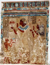 Umění Egypta: sváteční kostýmy. Kolegiální podobizna z Nefer-Hotepovy hrobky v Thébách