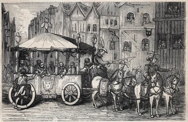 Smrt Jindřicha IV.: atentát na Jindřicha IV. 14. května 1610 Françoisem Ravaillacem - atentát na Jindřicha IV. Françoisem Ravaillacem v rue de la Ferronnerie 14. května 1610