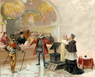 Galilei před Svatým oficiem ve Vatikánu v roce 1632 (tisk)
