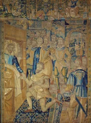 Král Jindřich III. (1551-1589) na smrtelném loži, zavražděný mnichem Jacquesem Clémentem dne 1/08/1589