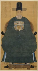 Portrét Nam Gu-mana (1629~1711) (závěsný svitek, tuš a barva na hedvábí)