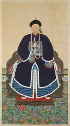 Portrét čchingského dvořana, pravděpodobně Jing Shou (zemř. 1889) (tuš a barva na hedvábí)