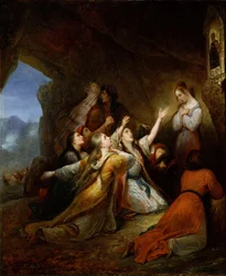 ""Řecké ženy prosící o pomoc Pannu"" (Řecké ženy prosící u Panny o pomoc) Obraz Ary Scheffer (1795-1858) 1826 Rozměr 65x55 cm Národní muzeum západního umění, Tokio