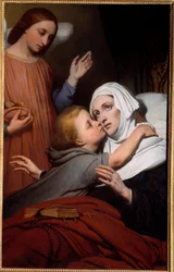 Charitativní dítě Malé dítě dává polibek alliteské ženě. Obraz Aryho Scheffera (1795-1858) 1840 Nantes, Musee des Beaux Arts