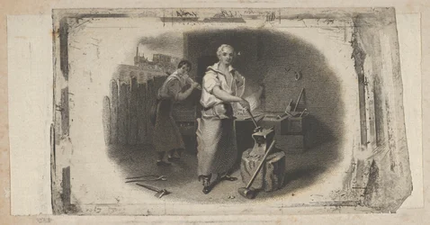 Bankovka viněta s kovářem a kovárnou, ca. 1824-37.