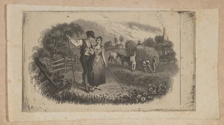 Bankovka viněta se senoseči symbolizujícími venkovský průmysl, ca. 1824-37.