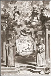 Adam Schall (vlevo) a Matteo Ricci (vpravo) v kostýmu čínského mandarína, frontispice „Čína“ od Athanase Kircher (nebo Athanasius Kircheri)