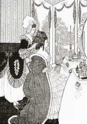Toaleta po Aubrey Beardsley. Od ilustrovaných mravních dějin od středověku po současnost od Eduarda Fuchse z roku 1909.