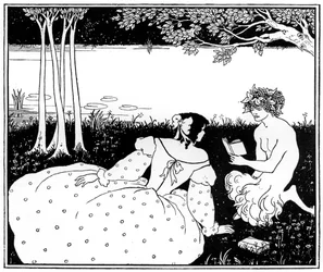 Pan čtení ženě u potoka, 1898.