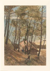 Pohled z kopce chaty na záliv Arcachon