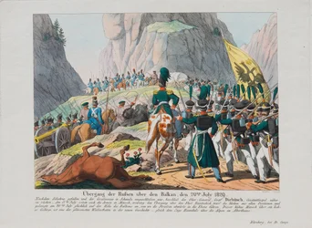 Armáda Grafa Ivana Ivanoviče Diebitsche překračující Balkán, c. 1830
