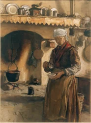 Italská rolnice u plotny