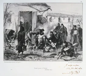 Francouzské předsunuté strážní stanoviště v Creteil, obležení Paříže, francouzsko-pruská válka, prosinec 1870 1872