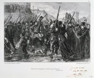 Francouzští vojáci odjíždějící do Buzenvalu, obléhání Paříže, francouzsko-pruská válka, 18. ledna 1871 1872