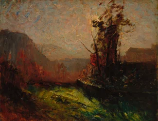 Crémieu, Pohled z Chaillonnette, asi 1867-72 (olej na dřevěné desce)