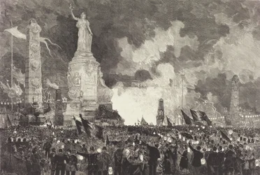 14. července. Osvětlení náměstí Place de la République, 1883.