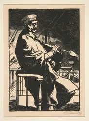 Císař Vilém na své jachtě, z díla Válka roku 1914, první série, č. 18
