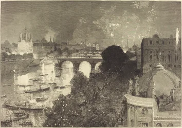 14. červenec. Osvětlení Seiny od Pont Neuf po Pont au Change