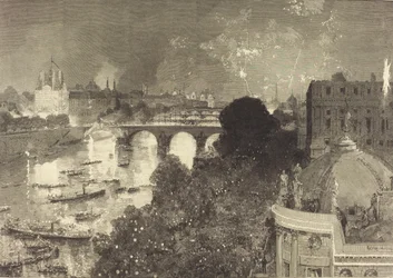 14. červenec. Osvětlení Seiny od Pont Neuf k Pont au Change, 1882.