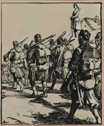 Bataille des Frontières: Groupe des soldats britanniques, 1914.