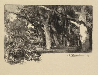 Fontainebleau Forest: Poledne pod stromy La Forêt de Fontainebleau: Midi sous bois, 1890.