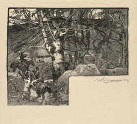 Fontainebleau Forest: Jízda k honičům na Mont-Gérard La Forêt de Fontainebleau, 1890.