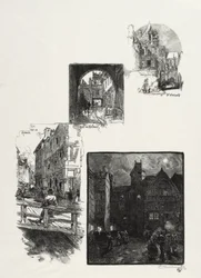 Ilustrované Rouen: Rue des Charretes, Rue de Halage, Rue Eau de Robec, Place des Arts, 1896.