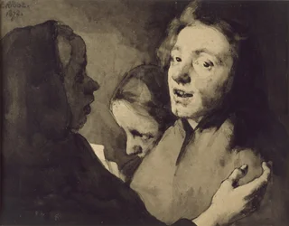 Conversation Piece: Three Heads, 1872 (černý inkoust na papíře)