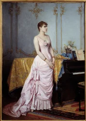 Portrét zpěvačky Rose Caron (1857-1930). Obraz Auguste Toulmouche (1829-1890)