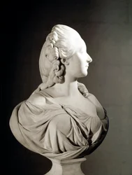 Portrét Jeanne Becu, hraběnky (nebo Madame) du Barry (1743-1793), mramorová socha od Augustina Pajoua (1730-1809), Paříž, Musée du Louvre - Madame du Barry, rozená Marie Jeanne Becu