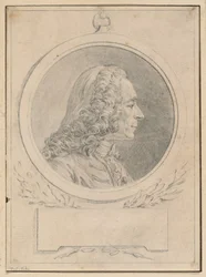 Voltairův portrét podle jeho busty od Jeana-Baptisty Lemoyna II.