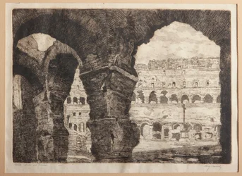 Řím, Koloseum Arches (lept na papíře)
