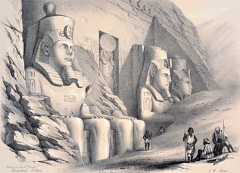 Exteriér jižního chrámu, Ebsamboul, Nubia, c1850