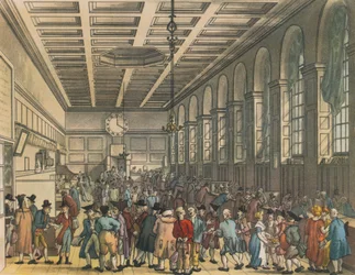 Interiér Custom House, Londýn, 1808. Umělci: Augustus Charles Pugin, Thomas Rowlandson.