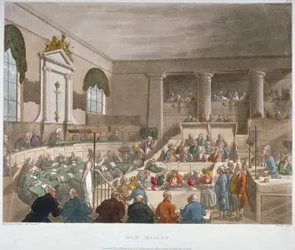 Vnitřní pohled na Sessions House, Old Bailey, se soudem, City of London, 1809
