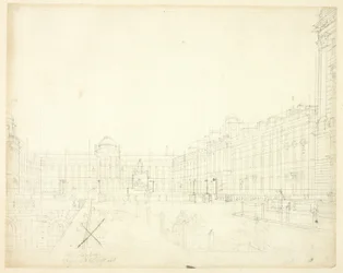 Studie pro Somerset House, Strand, z Microcosm of London