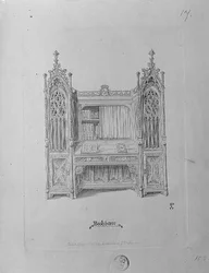 Návrh gotické knihovny, cca 1835