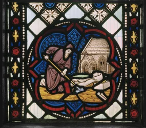 Seven Corporal Acts Of Mercy, detail, cca 1845 (vitráže)