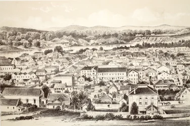 Brisbane, z Historie Australasie od Davida Blaira, McGradyho, Thomsona a Nivena, 1879