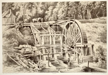 Drtič křemene, z Historie Australasie od Davida Blaira, McGradyho, Thomsona a Nivena, 1879