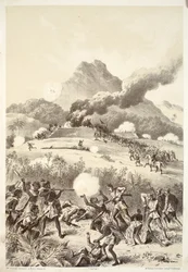Taking a Maori redut, from The History of Australasia od Davida Blaira, McGradyho, Thomsona a Nivena, 1879