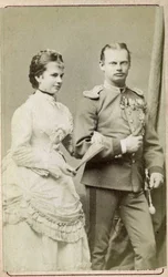 Portrét Gisele Louise Marie, rakouské arcivévodkyně a princezny z Baviere (1856-1932) s princem Leopoldem z Baviere (1846-1930). Sbírka fotografií „“ Vojákům včerejška““.